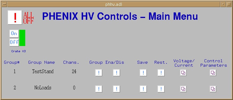 MEDM MAIN CONTROL WINDOW